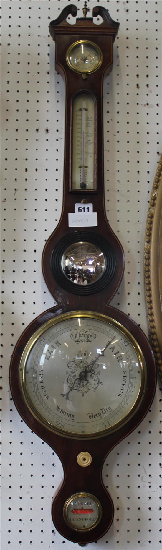 Mahogany banjo barometer